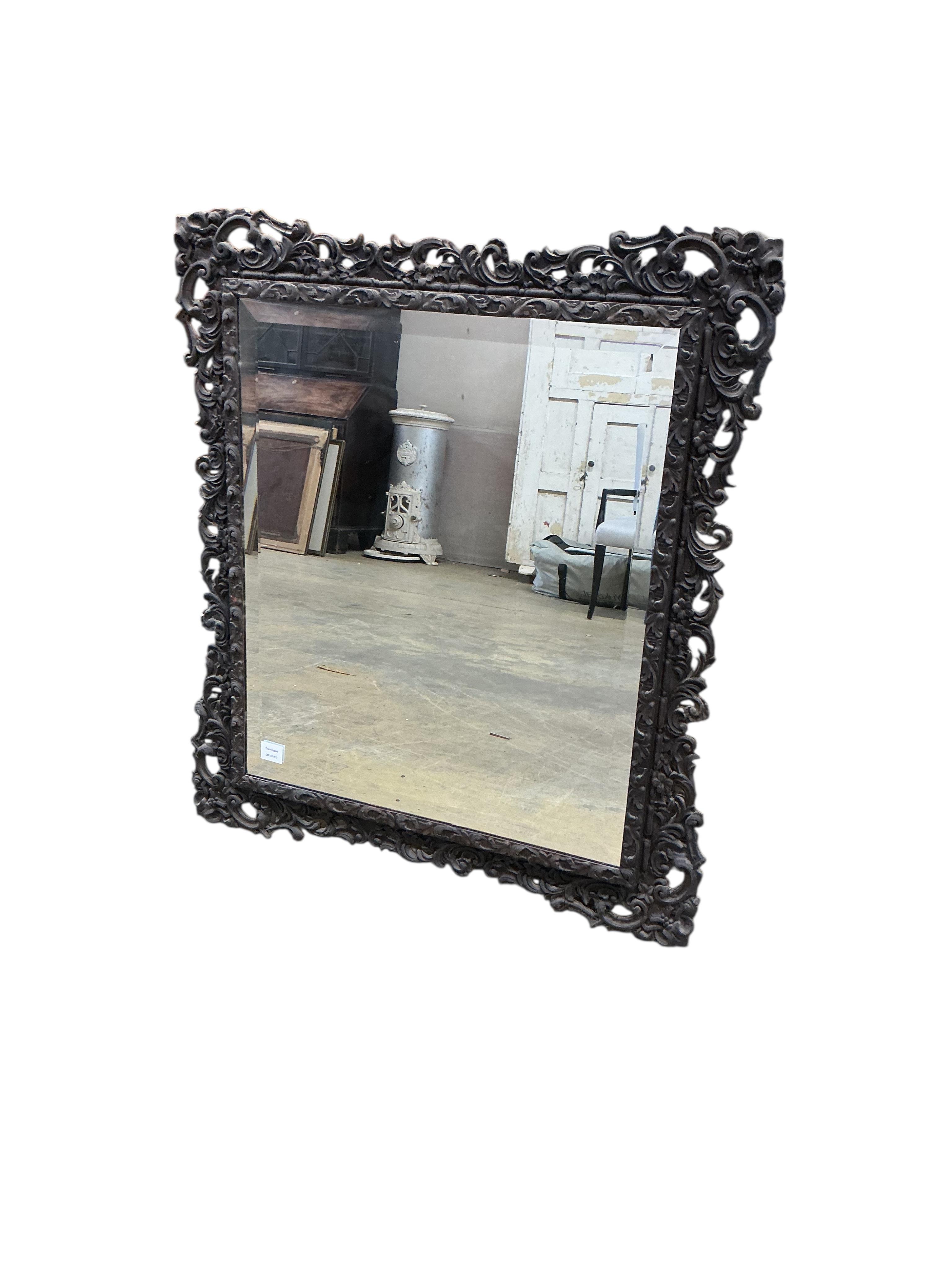 A Victorian carved wood rectangular wall mirror, width 88cm, height 100cm